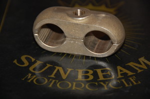 Handlebar clamps for Sunbeam motorcycles with Druid rather than the later Webb-type forks.